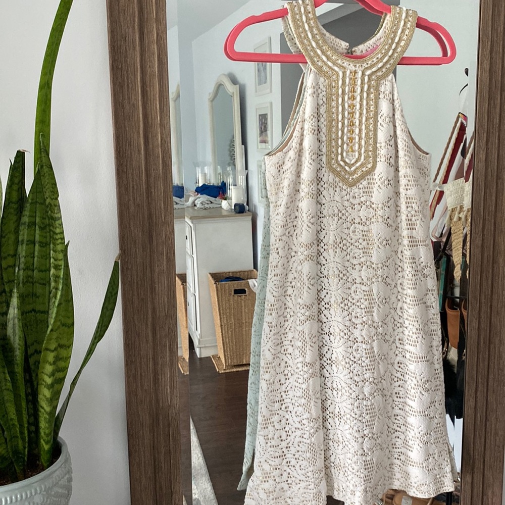 Lily Pulitzer white and gold Dress Size Small